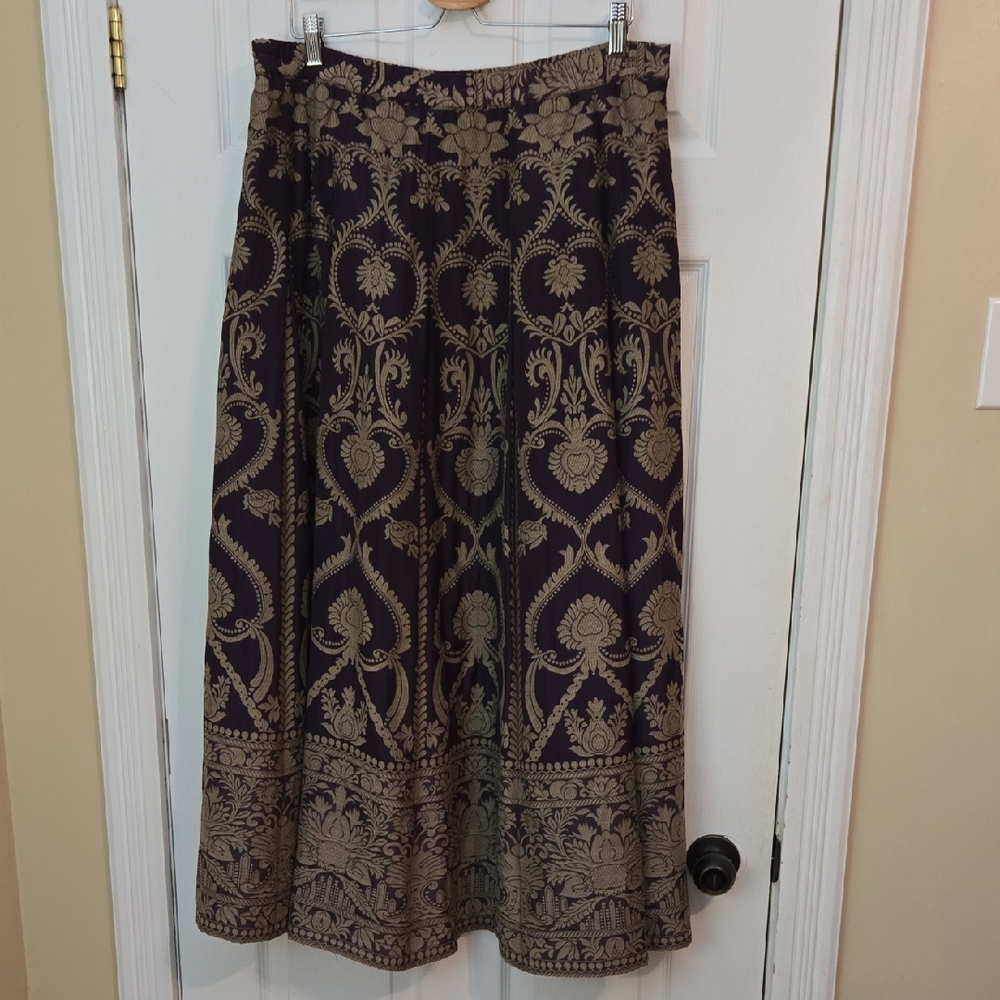 Soft Surroundings Purple and Tan Taffeta Maxi Skirt